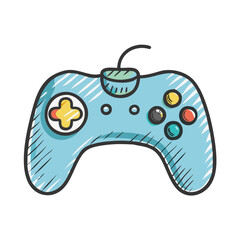 Hand drawn video game controller vector illustration icon