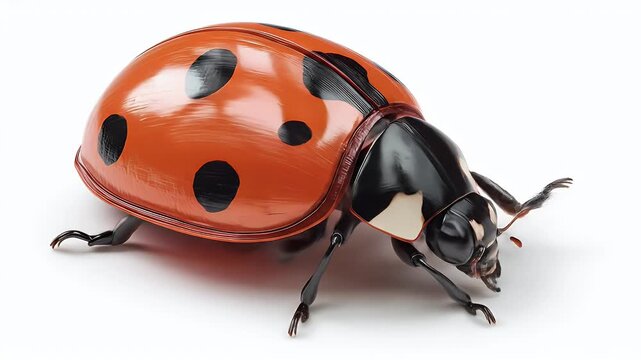 Close-up of a Ladybug on a White Background.
