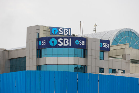 SBI sign ,State bank of India head quarters building in Mumbai, India. SBI is the largest bank in the India.