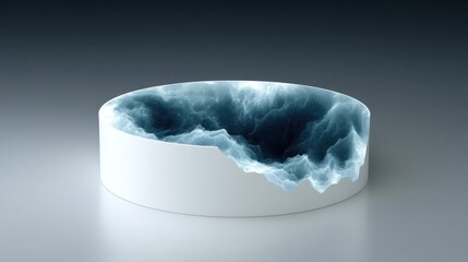 Artistic Ceramic Bowl with Abstract Blue Design.