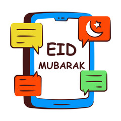 Icon of eid mubarak chat in doodle design