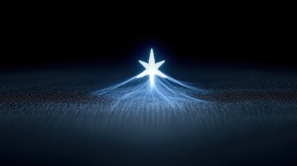 Abstract Glowing Star Light Beam on Dark Background.