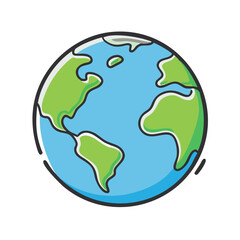 Drawn planet earth globe vector illustration scalable icon