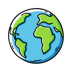 Colorful hand-drawn earth globe vector illustration