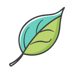 Simple vector illustration of a teal and green leaf