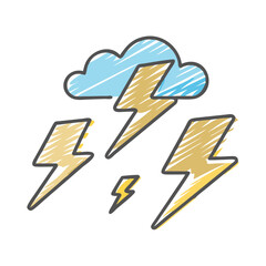Stylized lightning cloud vector illustration for weather themes