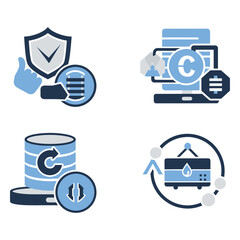Cybersecurity and Data Encryption Protocol Icons Vector Set