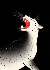 Black panther roars fiercely in the dark minimalist art - ai generated