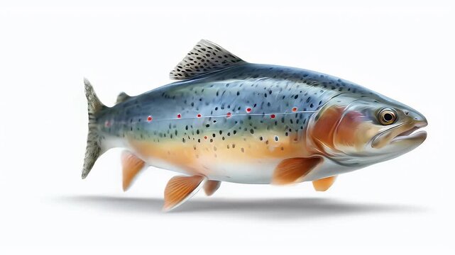 Colorful Rainbow Trout Fish Isolated on White Background.