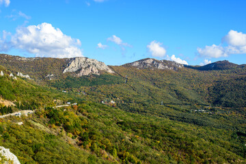 landscape with mountains and blue sky