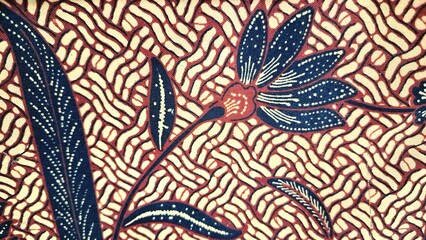 Traditional Black and Brown Batik Textile Pattern with White Ornamental Motifs Representing Indonesian Cultural Heritage