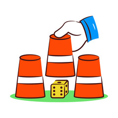 Creative design icon of three cups game