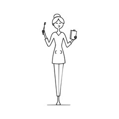 Female dental hygienist smiling while holding a toothbrush and clipboard, representing dental care and oral health education.