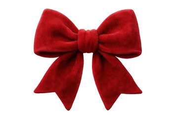 Red velvet bow creating decoration and adornment, symbolizing celebration, gift-giving, and festive holidays