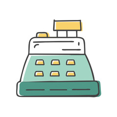 Retro cash register vector illustration for business and finance
