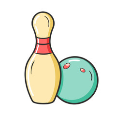 Vector bowling pin and ball illustration for sports and games