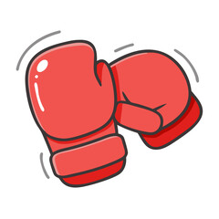 Two red boxing gloves illustration for sports and fitness