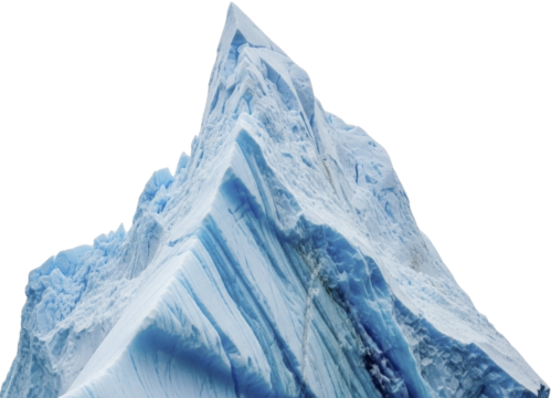 Majestic blue iceberg peak, towering frozen mass, winter landscape, on a transparent background, PNG image, PNG file