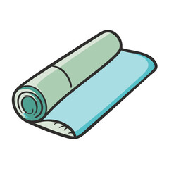 Vector illustration of a rolled yoga mat for fitness and wellness