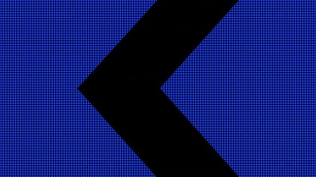 left turn chevron arrow, construction or road safety markings down arrows on a horizontal video digital LED signage LCD display board 4K animation with digital scoreboard texture effect