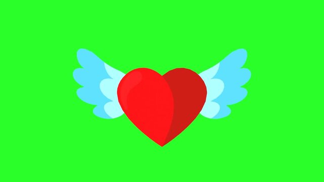 Red Heart with Blue Wings Symbolizing Romance and Care
