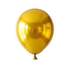 A shiny yellow balloon with a smooth surface and a rounded shape. It is isolated on a transparent background, ideal for festive themes.