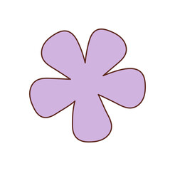 Groovy retro flower in flat style with funky purple color and bold pop look. Cute y2k floral graphic creates a groovy element for playful backgrounds or modern decorative concepts.