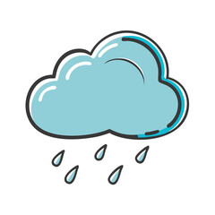 Vector illustration of a rain cloud icon with droplets