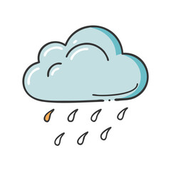 Fototapeta premium Vector illustration of a light blue rain cloud with drops
