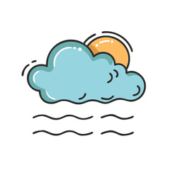 Cartoon cloud sun and fog vector illustration weather icon