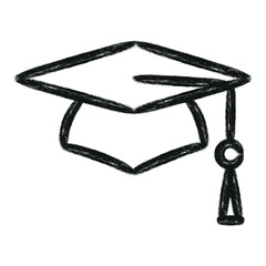 Minimalist Graduation Cap Brush Art – Hand-Drawn Academic Hat Symbol, Modern Line Illustration for Students & Teachers