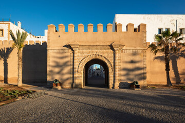 Bab Sbaa, the main entrance gate to the Old town medina of Essaouira, Morocco