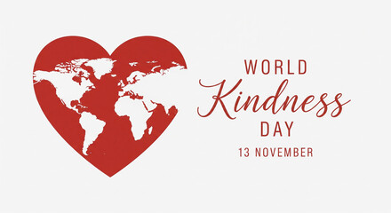 Embrace global compassion with this heartwarming World Kindness Day graphic, celebrating unity and empathy on November 13th with a powerful symbol of love for humanity.