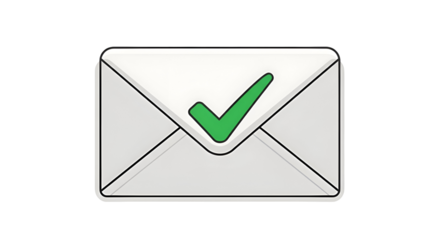 Email confirmed with green checkmark, communication success achieved instantly