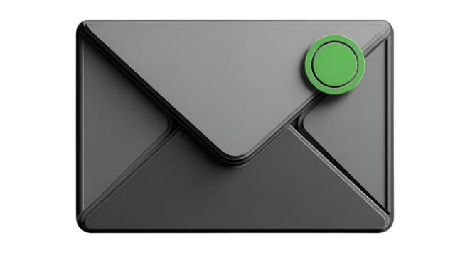 Modern gray envelope with green notification symbol, digital communication concept