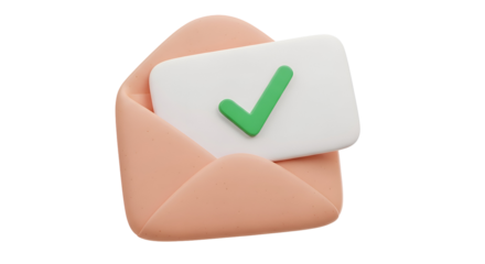 Email confirmation with a green checkmark inside an open envelope