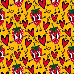 Summer fruits seamless strawberries pattern for wrapping paper and fabrics and kids clothes print and fashion textiles
