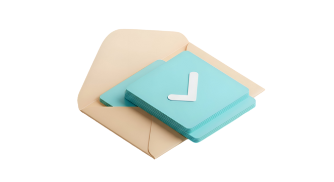 Approve confirmation success checkmark notification inside envelope for business approval