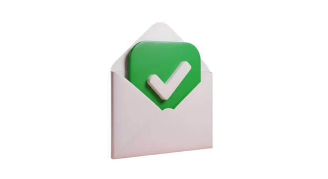Successful communication confirmed with a green checkmark inside an open envelope