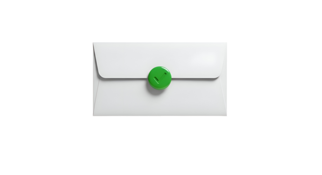 Secure and approved white envelope with green checkmark seal for important correspondence