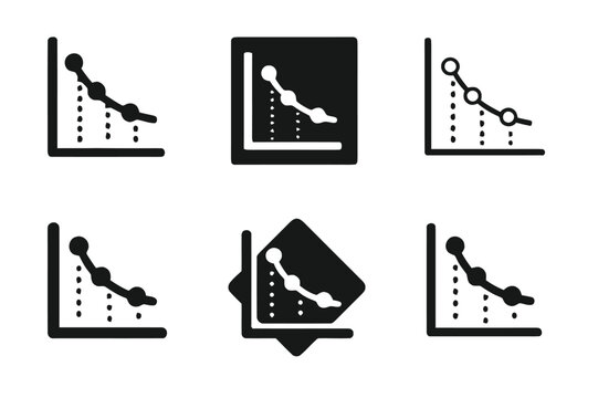 Retail Trend Logos. Retail trend graph. Set Logo of Retail trend graph: Price elasticity scatter plot. Icon set. harmonious logo variations of the same