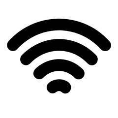 Sleek black WiFi signal icon isolated on a clean white background