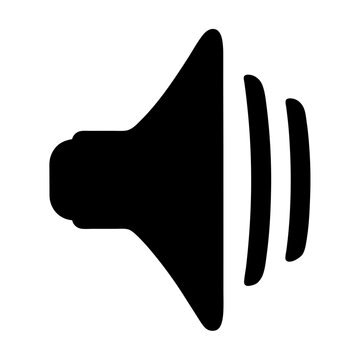 Volume icon in black silhouette illustrating sound waves and loudspeaker symbol