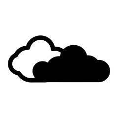 Black and white illustration of two puffy clouds on a white background