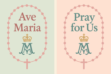 Litany Inspirational Banners. Litany of Loreto. Two vertical A6 banners with safe margins, centered composition, no elements touching edges, pastel, pastel