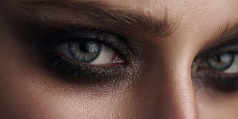 Model Displaying Stunning Smoky Eye Makeup with Dark Eyeshadow Blend