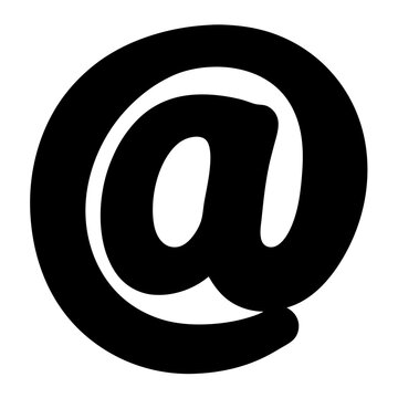 Black and White At Sign Digital Communication Internet Symbol for Emails