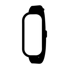 Silhouette of a modern smartwatch with a rectangular screen and sleek design