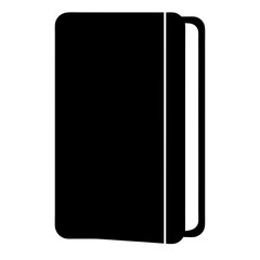 A simple minimalist black and white icon representing a closed book