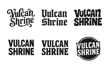 Vulcan Shrine Lettering Grid. Vulcan Shrine. Set lettering. harmonious lettering variations of the same emblematic concept, each with different artistic